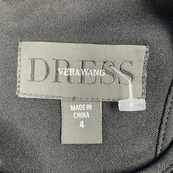 NWT Vera Wang Sleeveless Stretch Cocktail Dress Side Ruffle Slit Neck LBD Sz 4 - Picture 7 of 14